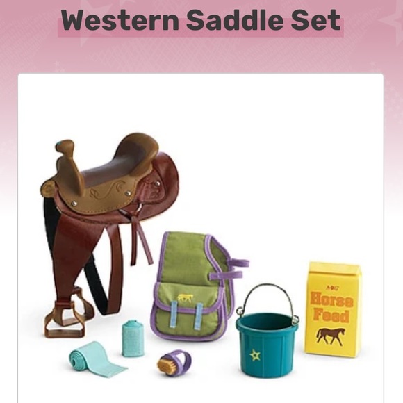 AMERICAN GIRL CHESTNUT HORSE STABLE WESTERN SADDLE SET accessories - Picture 2 of 5